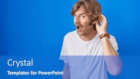  Presentation with ear - Presentation theme consisting of middle-age-man-standing-over background and a teal colored foreground