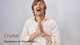  Presentation with praying hands - Theme with middle-age-man-standing-over background and a soft green colored foreground