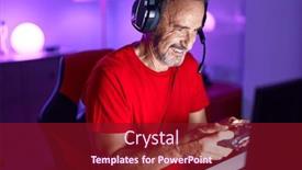  Presentation with streamer - Presentation theme having middle-age-man-streamer-playing background and a crimson colored foreground