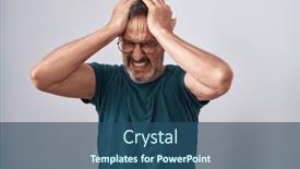  Presentation with stressed - Presentation theme consisting of middle-age-man-stressed-standing background and a  colored foreground