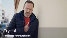  Presentation with heart attack - Presentation design having middle-age-man-suffering-heart background and a wine colored foreground