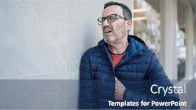  Presentation with heart attack - PPT theme with middle-age-man-suffering-heart background and a ocean colored foreground