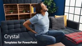  Presentation with backache - PPT theme enhanced with middle-age-man-suffering background and a tawny brown colored foreground