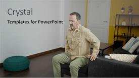  Presentation with backache - Presentation with middle-age-man-suffering background and a light gray colored foreground