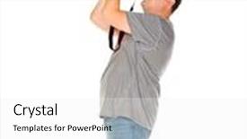  Presentation with lens - Theme enhanced with middle age man taking pictures by dslr camera with tele lens isolated on white background and a white colored foreground