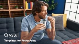  Presentation with drinking water - Slide set with middle-age-man-taking-pill background and a  colored foreground
