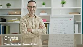  Presentation with teacher - Presentation with middle-age-man-teacher-smiling and a coral colored foreground