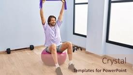  Presentation with training - Presentation theme having middle-age-man-training and a coral colored foreground