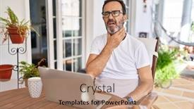  Presentation with infection - Slides with middle-age-man-using-computer background and a coral colored foreground