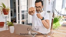  Presentation with computer attack - Slides consisting of middle-age-man-using-computer background and a coral colored foreground