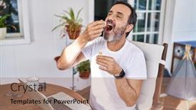  Presentation with medicine syrup - Presentation featuring middle-age-man-using-laptop background and a coral colored foreground