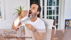  Presentation with medicine syrup - Slides enhanced with middle-age-man-using-laptop background and a coral colored foreground