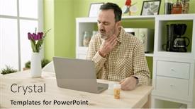  Presentation with medical laptop - Presentation theme consisting of middle-age-man-using-laptop background and a mint green colored foreground