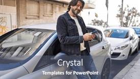  Presentation with smartphone - Slides featuring middle-age-man-using-smartphone background and a  colored foreground