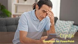  Presentation with smartphone - Presentation design consisting of middle-age-man-using-smartphone background and a violet colored foreground