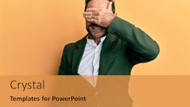  Presentation with blind - Presentation theme consisting of middle-age-man-wearing-business background and a gold colored foreground