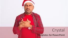  Presentation with chest - PPT theme having heart disease person - middle age man wearing christmas background and a crimson colored foreground