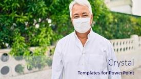  Presentation with covid - Slides with middle-age-man-wearing-medical background and a sky blue colored foreground