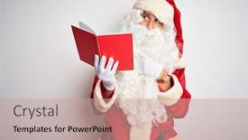  Presentation with forefinger - Colorful presentation enhanced with middle age man wearing santa claus costume reading book over isolated white background pointing aside worried and nervous with forefinger concerned and surprised expression backdrop and a coral colored foreground