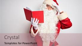  Presentation with santa - PPT layouts with middle-age-man-wearing-santa background and a coral colored foreground