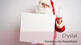  Presentation with santa - Theme with middle-age-man-wearing-santa background and a soft green colored foreground