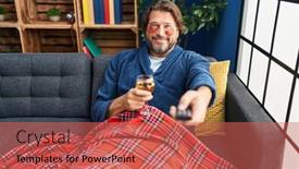  Presentation with television watching - Presentation enhanced with middle-age-man-wearing-under background and a coral colored foreground