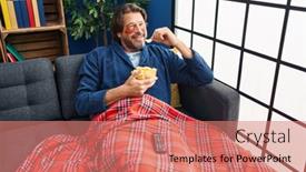  Presentation with movie - Presentation theme with middle-age-man-wearing-under background and a coral colored foreground