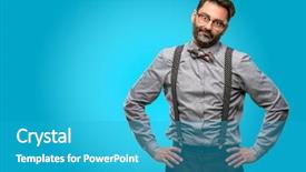  Presentation with fixing his black bow tie - Audience pleasing slide set consisting of middle age man with beard backdrop and a  colored foreground