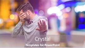  Presentation with night club - Audience pleasing PPT layouts consisting of middle age man with beard and bow tie stressful and shy keeping hand on head tired and frustrated at night club backdrop and a gray colored foreground