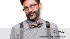  Presentation with beard - Presentation theme featuring middle age man with beard background and a  colored foreground