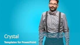  Presentation with fixing his black bow tie - Amazing slide deck having middle age man with beard backdrop and a  colored foreground