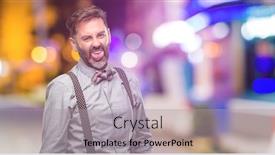  Presentation with night club - Beautiful presentation design featuring middle age man with beard and bow tie feeling disgusted with tongue out at night club backdrop and a light gray colored foreground