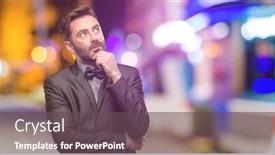  Presentation with night club - Slides enhanced with middle-age-man-with-beard background and a violet colored foreground