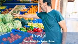  Presentation with grocery - Colorful PPT theme enhanced with middle-age-man-with-beard backdrop and a ocean colored foreground