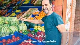  Presentation with grocery - Amazing slides having middle-age-man-with-beard backdrop and a ocean colored foreground