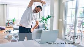  Presentation with video training - PPT theme featuring middle-age-man-with-beard background and a light blue colored foreground