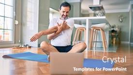  Presentation with video training - Cool new presentation with middle-age-man-with-beard backdrop and a coral colored foreground