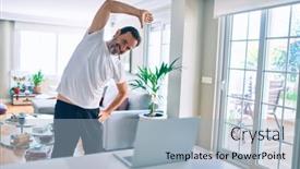  Presentation with video training - Beautiful slides featuring middle-age-man-with-beard backdrop and a light blue colored foreground