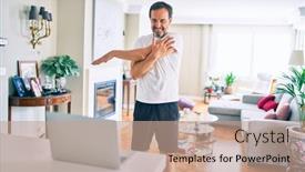  Presentation with video training - Slide deck consisting of middle-age-man-with-beard background and a coral colored foreground