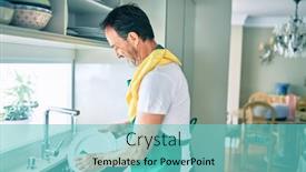  Presentation with gold man smile - Cool new PPT theme with middle-age-man-with-beard backdrop and a seafoam green colored foreground