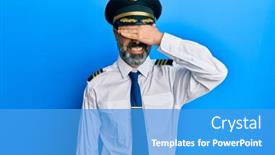  Presentation with airplane pilot - Slide set enhanced with middle-age-man-with-beard background and a teal colored foreground