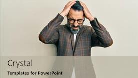  Presentation with beard - Slide deck having middle-age-man-with-beard background and a mint green colored foreground