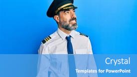  Presentation with airplane pilot - Presentation enhanced with middle-age-man-with-beard background and a teal colored foreground