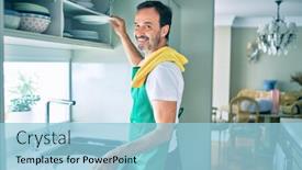  Presentation with beard - Amazing PPT theme having middle-age-man-with-beard backdrop and a light blue colored foreground