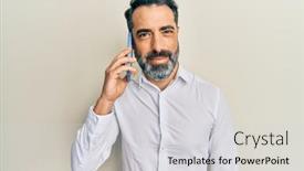  Presentation with beard - Cool new PPT layouts with middle-age-man-with-beard backdrop and a light gray colored foreground