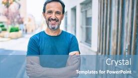  Presentation with beard - PPT layouts with middle-age-man-with-beard background and a teal colored foreground