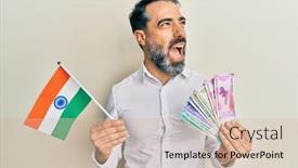  Presentation with india flag - Presentation theme consisting of middle-age-man-with-beard background and a soft green colored foreground