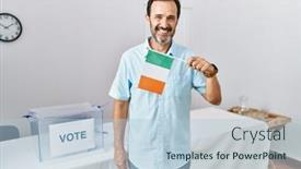  Presentation with political campaign - Slides with middle-age-man-with-beard background and a light blue colored foreground