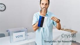  Presentation with political campaign - Slide set enhanced with middle-age-man-with-beard background and a light blue colored foreground