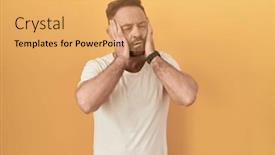  Presentation with sadness - Presentation design consisting of middle-age-man-with-beard background and a yellow colored foreground